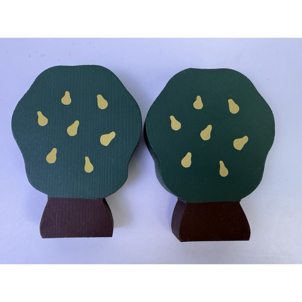 Cat’s Meow Set Of Reversible Apple And Pear Tree Shelf Sitter Village Accessory - Picture 2 of 4